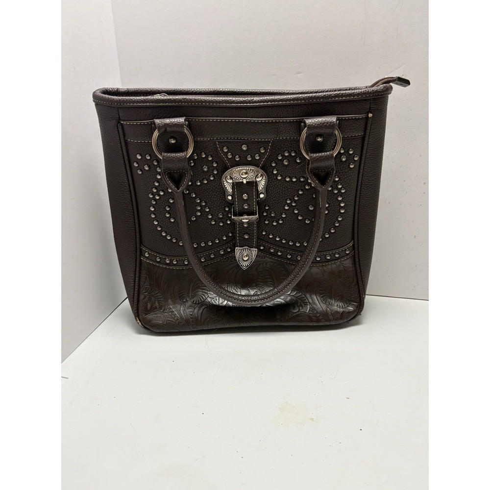 Montana West Concealed Carry Leather Shoulder Bag Brown Western Purse